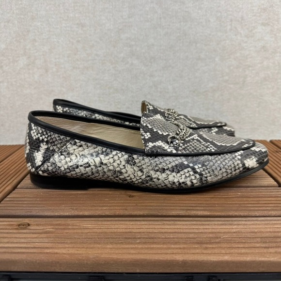 Sam Edelman Shoes - Sam Edelman Womens 10M Loafers Snake Print Chain Detail Slip On Flats Shoes